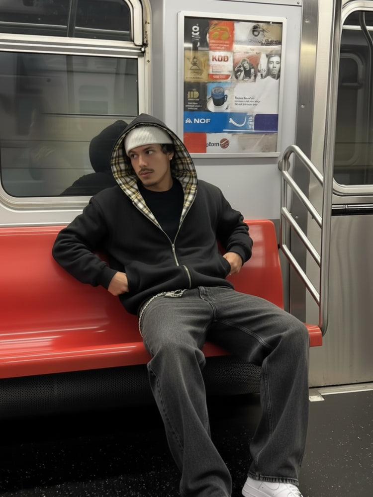 ARCHIVE_13 : DUAL-LAYER PLAID ZIP