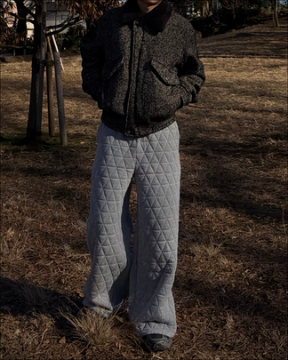 ARCHIVE_05 : GEO-QUILT WIDE SWEATPANTS